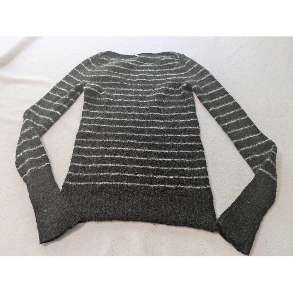 Free People Sweater Alpaca Blend Women's Medium Grey Stripe Pattern Cozy